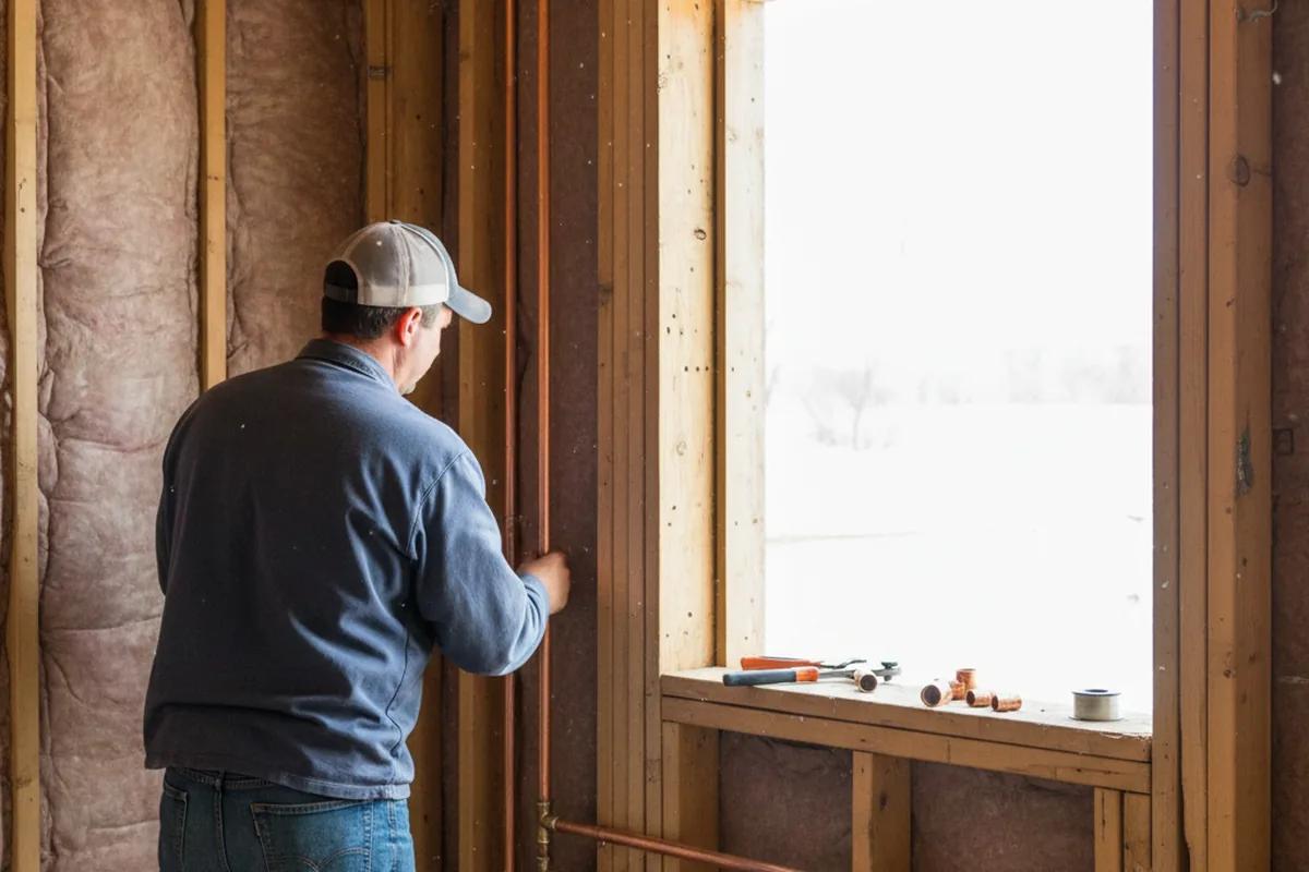 Licensed plumber running new copper supply lines in a Piketon home
