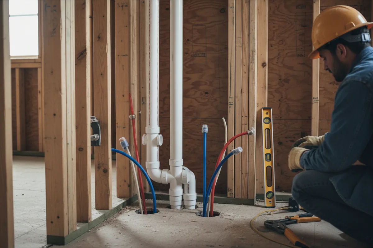 Drain and supply rough-in during Sump Pump Repair in Piketon