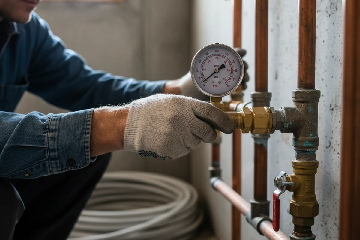Pressure testing a repaired line during Water Line Repair in Piketon